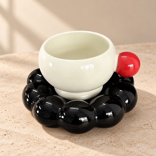 Bubble Flower Cup & Saucer Set 🖤❤️