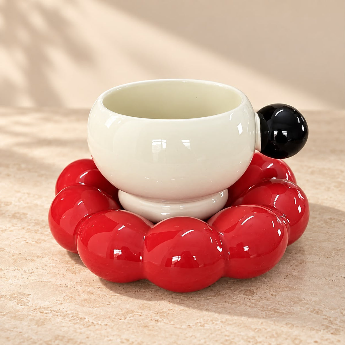 Red Bubble Flower Cup & Saucer Set ❤️🖤