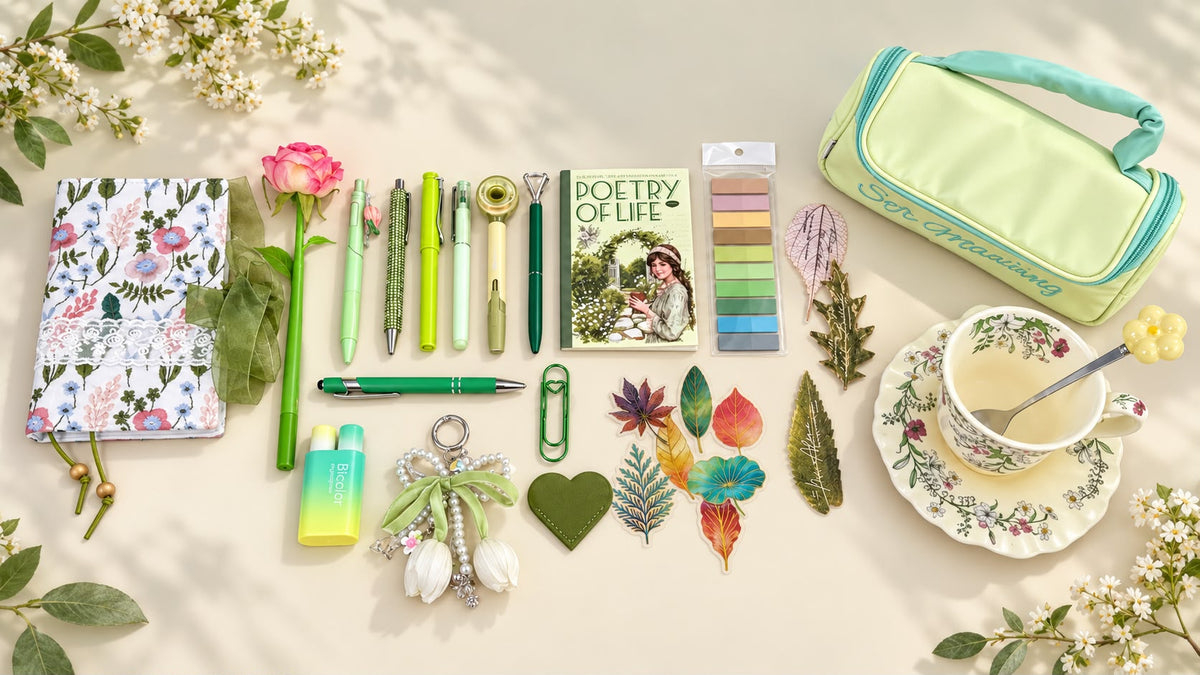 Botanical Garden Stationery Bundle – Green Floral Bookish Gift Set
