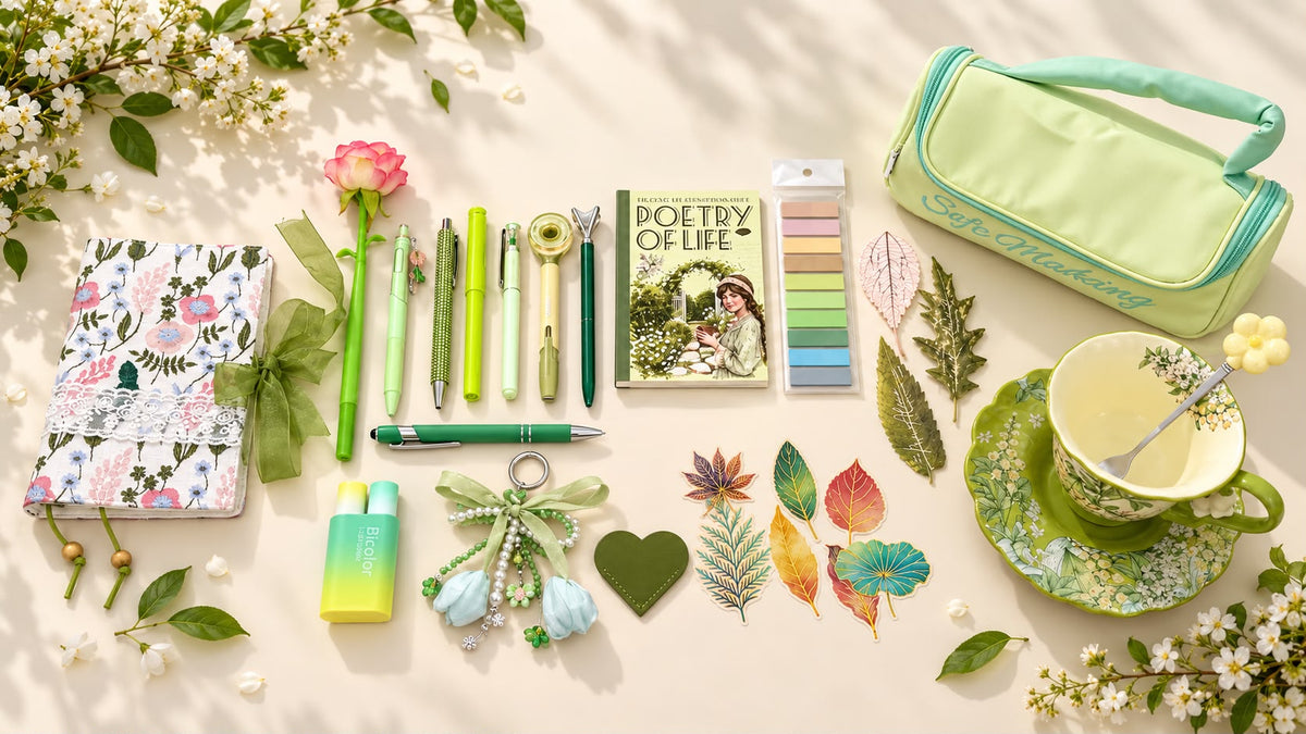Botanical Garden Stationery Bundle – Green Floral Bookish Gift Set