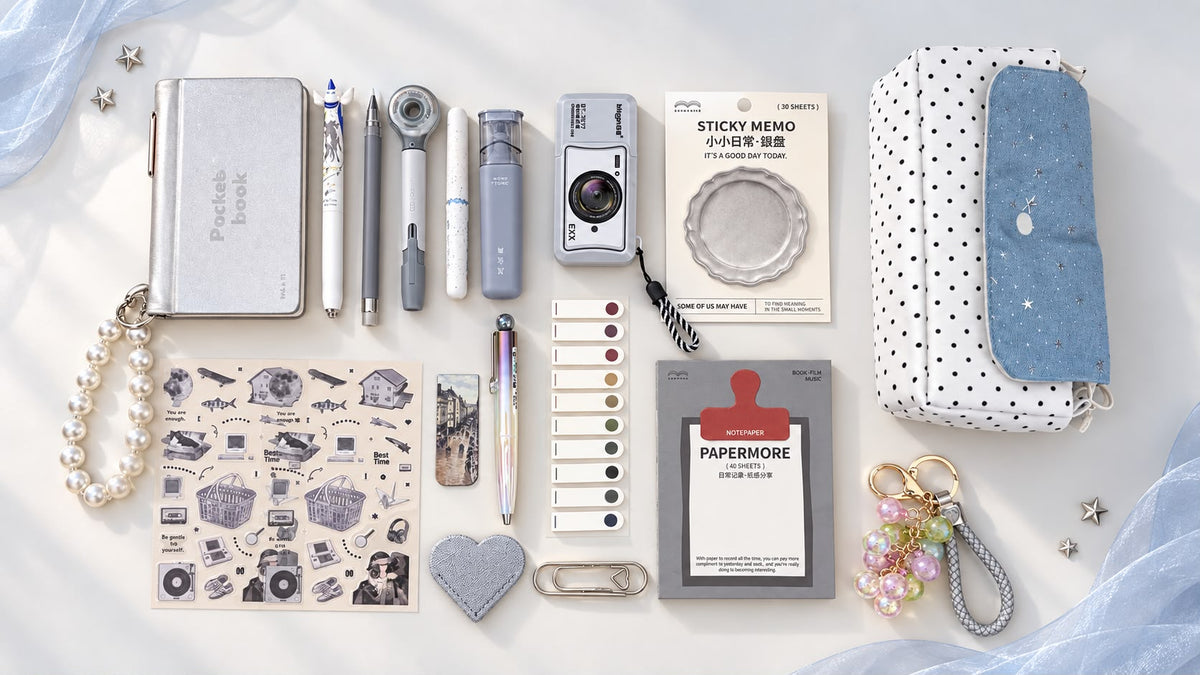 Silver & Blue Aesthetic Stationery Bundle