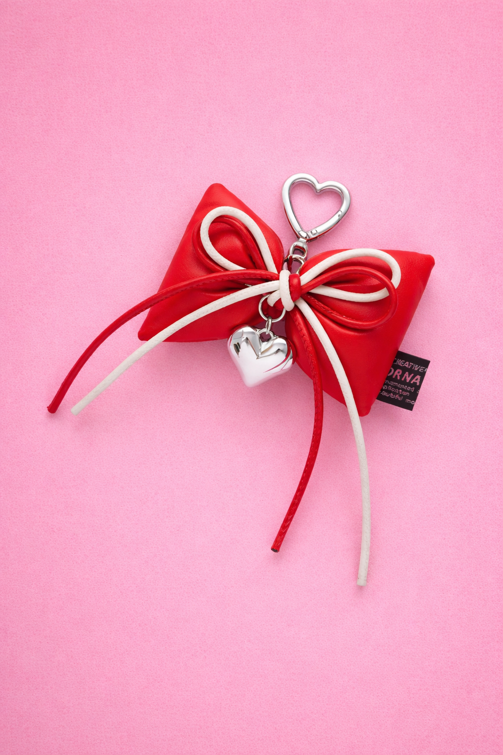 Red Bow Heart Bag Charm