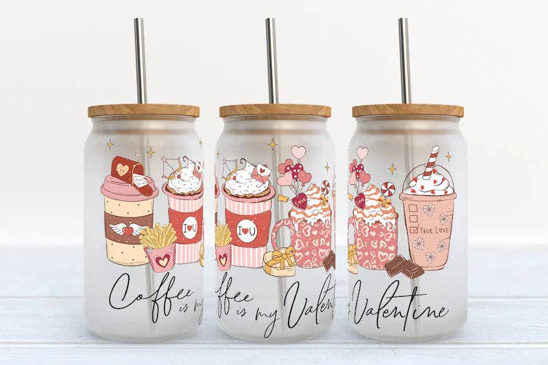 Coffee is my Valentine  16oz Libbey Glass Tumbler